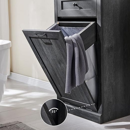 IFGET Tilt Out Trash Can Cabinet, 10 Gallon Farmhouse Laundry Hamper Cabinet - Image 5