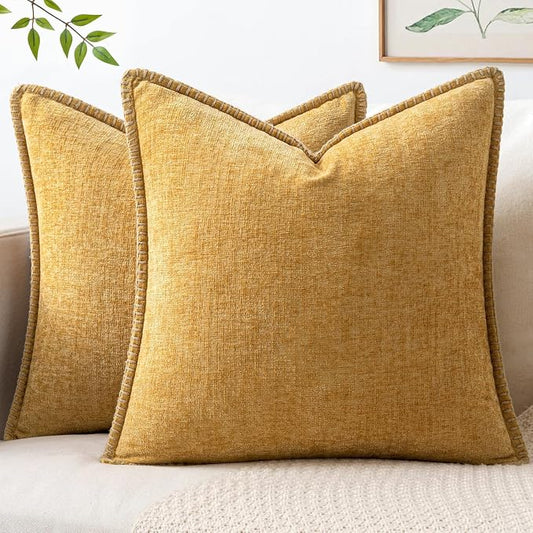 MIULEE Decorative Couch Throw Pillow Covers 16x16 Inch Gold 2 Pack | Mustard by MIULEE