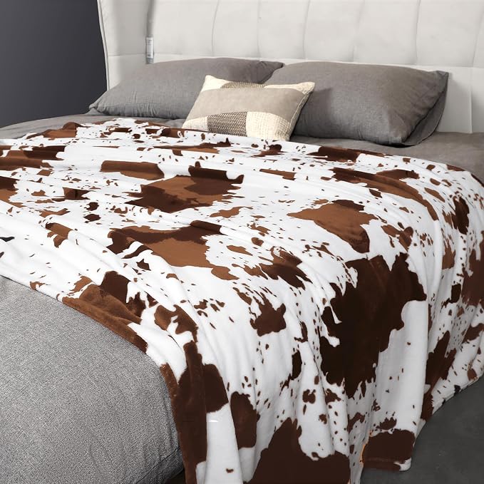 Edenleaf Cow Print Blanket 60"x80", Ultra Soft Flannel Cow Throw Blanket - Image 5