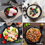 6.2'' Bamboo Fiber Cereal Bows Set of 6, Soup Bowls 24 Oz for Serving Salad, Snack, Side Dishes, Modern Oval Lightweight Bowls for Breakfast,Lunch and Dinner, Dishwasher and Freezer Safe(Matte black)