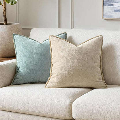 MIULEE Decorative Couch Throw Pillow Covers 22x22 Inch Beige 2 Pack | Neutral - Image 4
