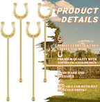 6 Inch Derby Drink Plastic Stirrers Swizzle Sticks for Cocktails Coffee Reusable U Shaped Horseshoe Drink Stirrers for Coffee Beverage Party Bar Weddings Events(Gold,60 Pcs)