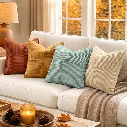 MIULEE Fall Teal Orange Decorative Throw Pillow Covers 18x18 Inch Set of 4 Boho - Image 3