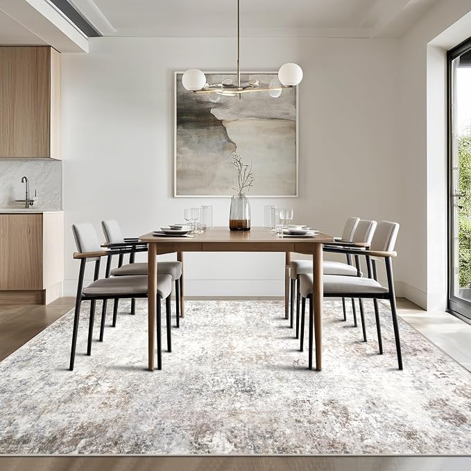Beige Grey Washable Rugs 5x7 Area Rugs - Image 7