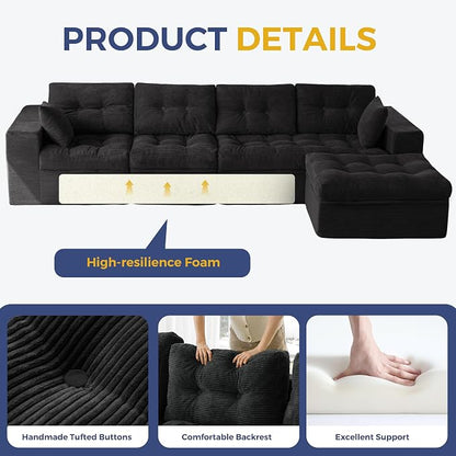 MAXYOYO 132" L Shaped Modular Sectional Sofa - Image 6