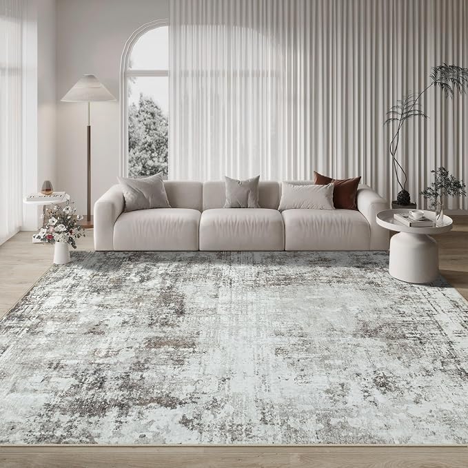 Aelenmu 10x14 Area Rugs for Living Room Dining Room Washable Brown Grey | Soft - Image 8