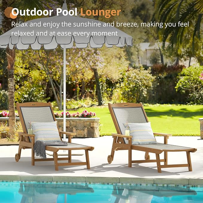 LUE BONA Chaise Lounge Chair Outdoor, HDPS and HDPE Wicker Material, Patio - Image 2