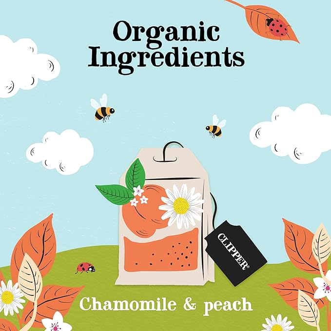 Clipper Tea Chamomile & Peach Teabags – USDA Organic, Great Hot or Iced – Natural, Fair & Delicious Fruity Chamomile & Peach Infusion – 50 Tea Bags
