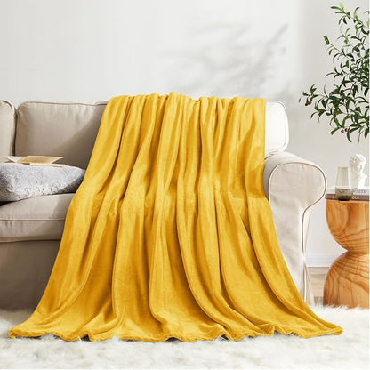 KMUSET Fleece Blanket Honey Yellow Lightweight Super Soft Cozy Fuzzy Bed by COZYBLANKETHappyHomeLife