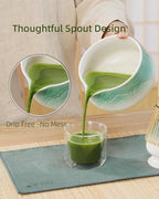 ZENS Matcha Whisk Set, Ceramic Matcha Set Includes Matcha Bowl, Matcha Whisk and Holder, Bamboo Scoop & Tea Towel - 5Pcs Matcha Kit for Matcha Ceremony, Blue