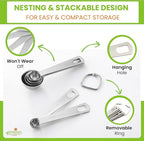 Spring Chef Stainless Steel Measuring Spoons Set of 8 with Leveler, Round Metal Teaspoon & Tablespoon Measuring Spoons - Nesting Kitchen Gadgets For Baking & Cooking, Dry & Liquid Ingredients