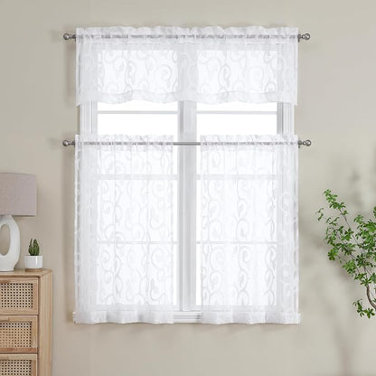 Furman Sheer White Curtains Tiers 36 inch Length, Light Filtering Soft Airy - Image 7