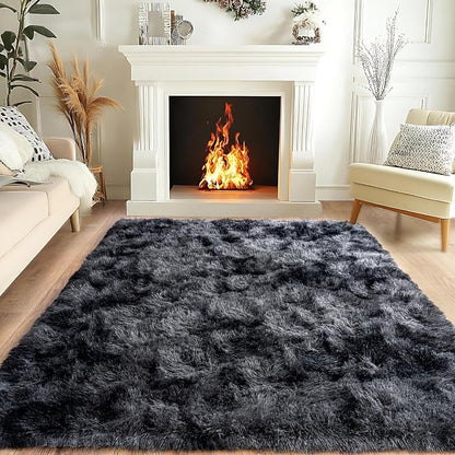 Pionblank Fluffy Area Rug for Bedroom 4x6, Indoor Plush Carpet, Dark Grey | - Image 8