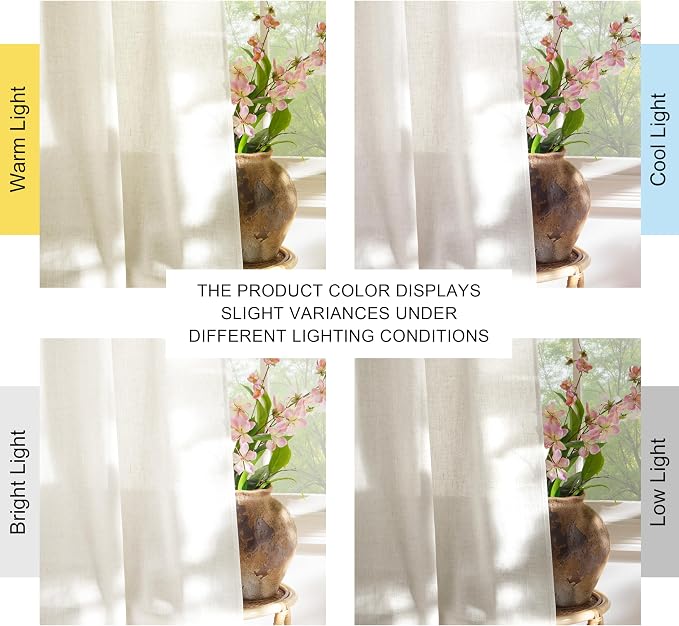 NICETOWN Natural Linen Curtains 96 inch Length 2 Panels, Rod Pocket & Back Tab - Image 7