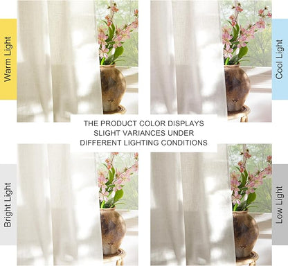 NICETOWN Natural Linen Curtains 96 inch Length 2 Panels, Rod Pocket & Back Tab - Image 7