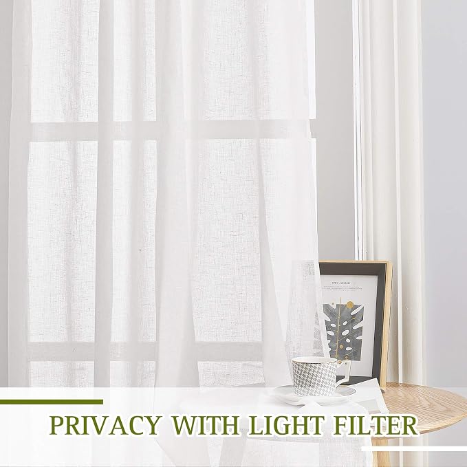 NICETOWN 45 inch Curtains White Semi Sheer, Grommet Light Filtering Window - Image 3