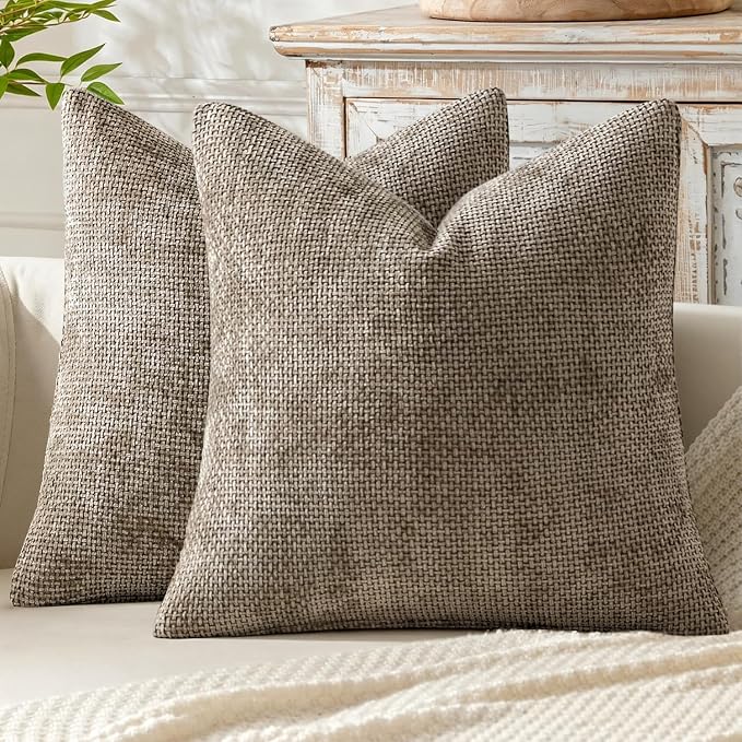 MIULEE Decorative Couch Throw Pillow Covers 16x16 Inch Neutral Khaki 2 Pack | by MIULEE