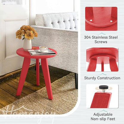 HDPS Outdoor Side Table, Small Round Side Table Weather-Resistant, Outdoor Side - Image 5