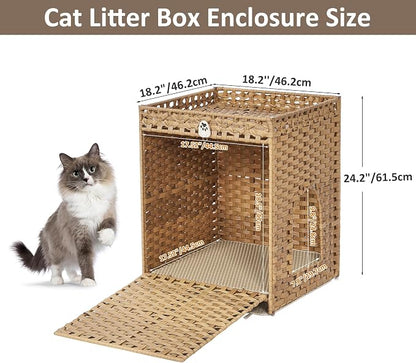 Cat Litter Box Enclosure with Soft Litter Mat; Hidden Cat Washroom Furniture - Image 7