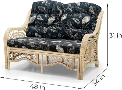 Malibu Lounge Loveseat Sofa Natural Rattan Wicker Handmade Design, Natural Color - Image 2