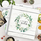 Lanpn Recipe Binder 8.5x11 3 Ring Kit, Waterproof Organizer Binder Recipe Book with 60 Plastic Sleeves,116 Recipes, Dividers,Labels & Stickers, Blank Cookbook to Write in Your Own Recipes, Leaf
