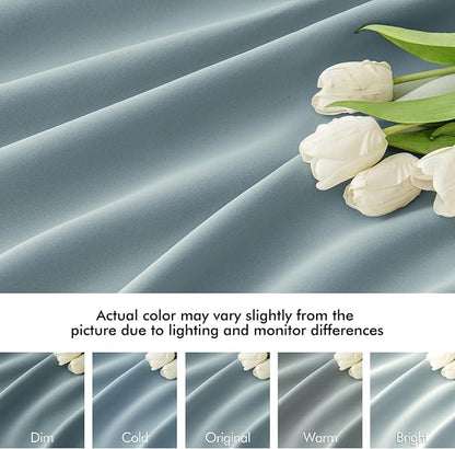 MIULEE Slate Blue Back Tab Blackout Curtains 52x72 Inches Long 2 Panels Set | - Image 8