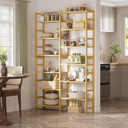 Homykic Double Wide Bamboo Bookshelf, 6-Tier Large Open Bookcase - Image 7