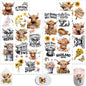 4 Sheets Rub on Transfers for Crafts, Highland Cattle Furniture Transfers for by Dorsbaby