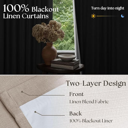 60 Inch Extra Wide 100% Blackout 96 Inch Curtains 1 Panel, Burlywood Birch | - Image 4