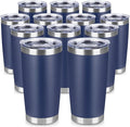 20 oz Tumbler Stainless Steel Tumblers Bulk with Lid Double Wall Insulated Coffee Tumbler Cups for Hot & Cold Drinks Powder Coated Travel Coffee Tumbler Mug Metal (Navy Blue, 12 pack)