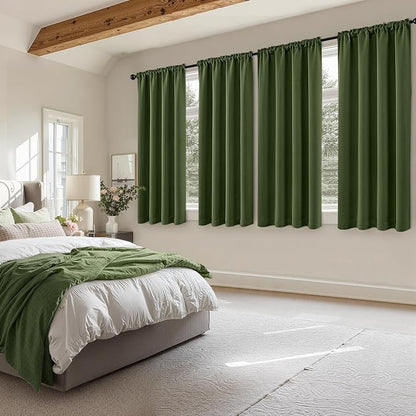 MIULEE Olive Green Blackout Curtains 4 Panels Set 72 Inch Length Bedroom | - Image 2
