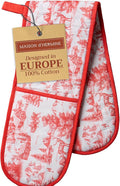Maison d' Hermine Double Oven Mitts 100% Cotton 7"x35" Double Oven Mitt Heat Resistant BBQ Cooking Gloves with Loop, Baking, Grilling, Home, Kitchen, Handling Hot Pans (Winter Jouy)