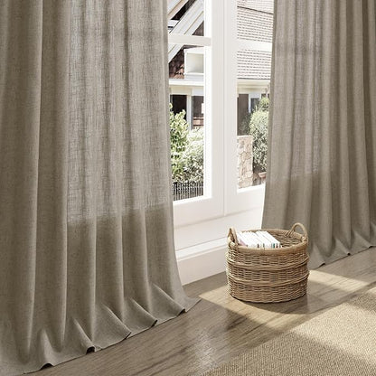 Mocha Linen Curtains 90 Inch Length 2 Panels Set - Image 6