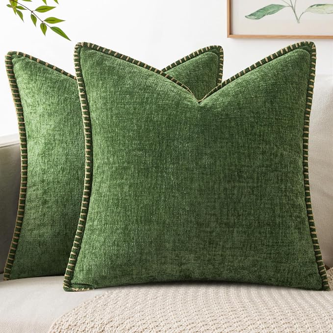 MIULEE Decorative Couch Throw Pillow Covers 22x22 Inch Forest Green 2 Pack | by MIULEE