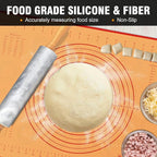 Walfos Marble Rolling Pin Set With Non Stick Silicone Pastry Mat, 16.5 Inch Dough Rolling Pins For Making Pizza, Tortillas And Cookies, Backing Rolling Pin For Pie Crust, Pizza, Pasta (Gray & White)