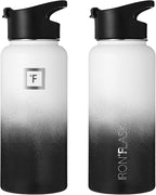 IRON °FLASK Camping & Hiking Hydration Flask with 3 Lids - Stainless Steel, Double Walled & Vacuum Insulated Water Bottle - Leak Proof & BPA Free (Day & Night, Spout - 32 oz)