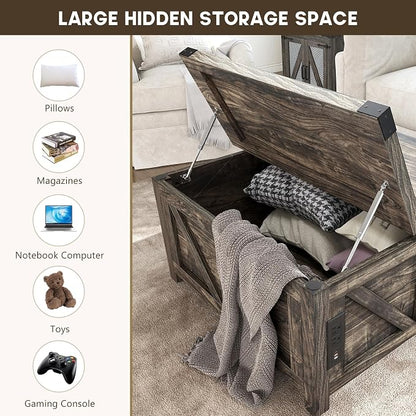 jimeimen Farmhouse Lift Top Coffee Table - Image 3