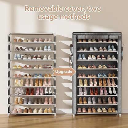 LANTEFUL Shoe Rack with Covers 10 Tier Tall Shoe Rack Organizer Large Capacity - Image 5
