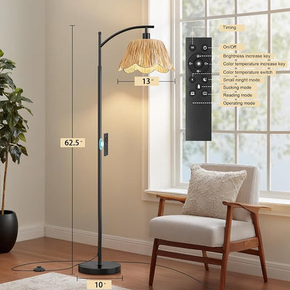 Oneach Boho Floor Lamp with 3 Color Temperatures, Farmhouse Floor Lamps - Image 4