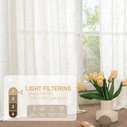 Cream Linen Curtains 63 Inches Long - Image 5