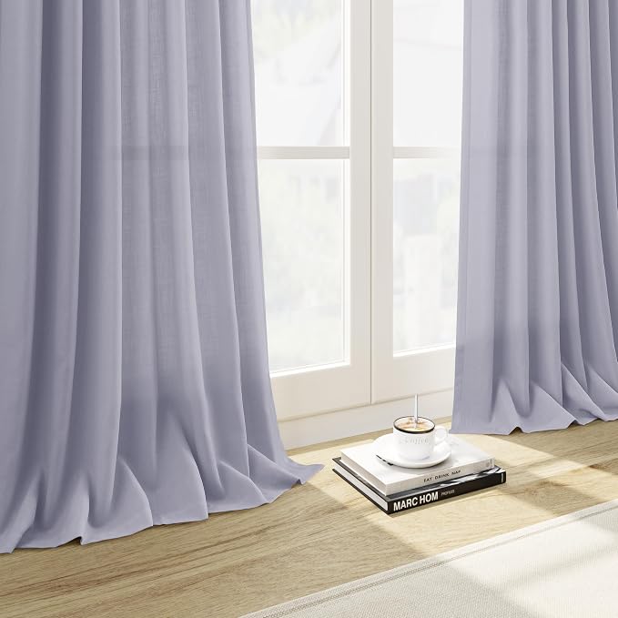 Lavender Purple Linen Curtains 84 Inch Length 2 Panels Set - Image 5