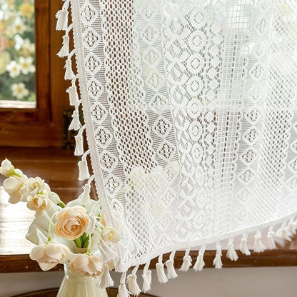 Sutuo Home White Boho Lace Curtains 45 Inches 2 Panels - Image 5