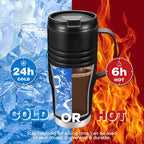 HAUSHOF 24 oz Travel Mug with Handle, Stainless Steel Vacuum Insulated Coffee Travel Mug, Double Wall with Leakproof Lid, BPA Free