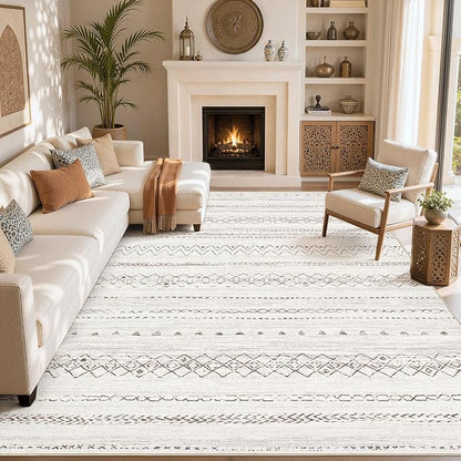 cotiled Boho 7x9 Area Rug for Living Room: Large Moroccan Washable Rug | Solve - Image 8