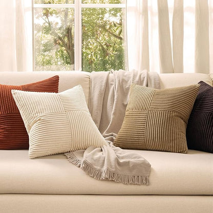 MIULEE Brown Beige Throw Pillow Covers 20x20 Inch Set of 4 Boho Farmhouse - Image 2