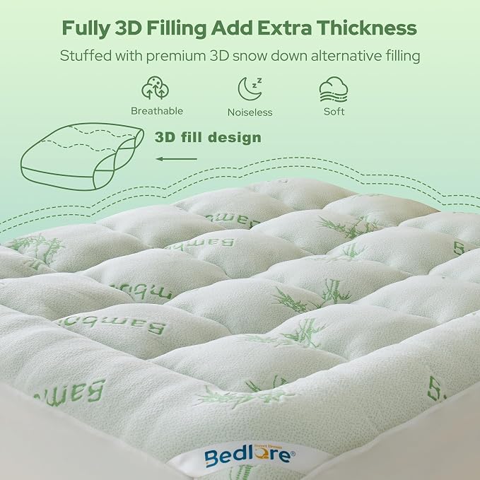 BEDLORE California King Mattress Topper Viscose Derived from Bamboo, Thick - Image 5