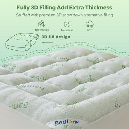 BEDLORE California King Mattress Topper Viscose Derived from Bamboo, Thick - Image 5
