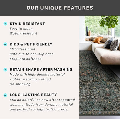 Dark Green Washable Entry Rug - Image 7