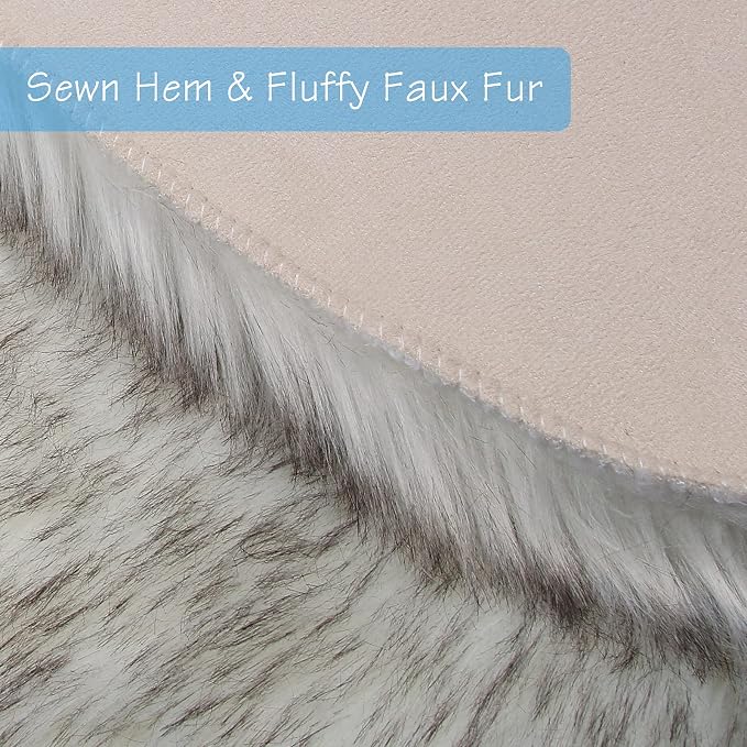 White Black Faux Sheepskin Runner Rugs 2x6 ft, Fluffy Fur Couch Covers | Shag - Image 3