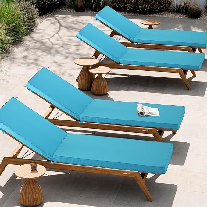 Outdoor Chaise Lounge Cushion Set of 2, Fadesafe Water-Repellent Lounge Deck - Image 8